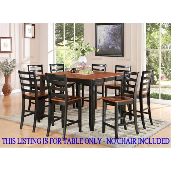 East West Furniture East West Furniture FAT-BLK-T Fairwinds Gathering Counter Height Dining Square 54 In. Table With 18 In. Butterfly Leaf Finished In Black & Cherry FAT-BLK-T